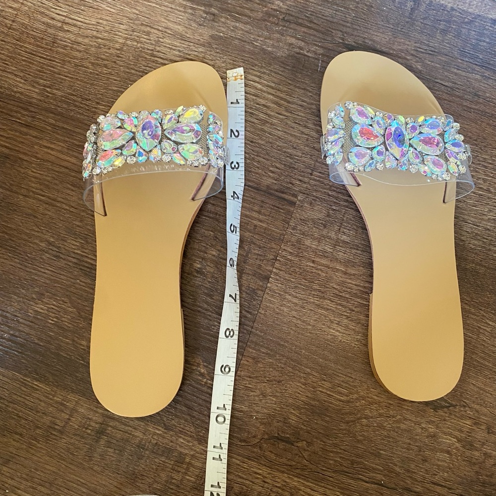 Clear sandals with crystals